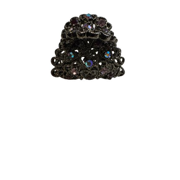 Hair Clip / Victorian style / mini / silver tone / purple tone / EUC - Picture 2 of 5